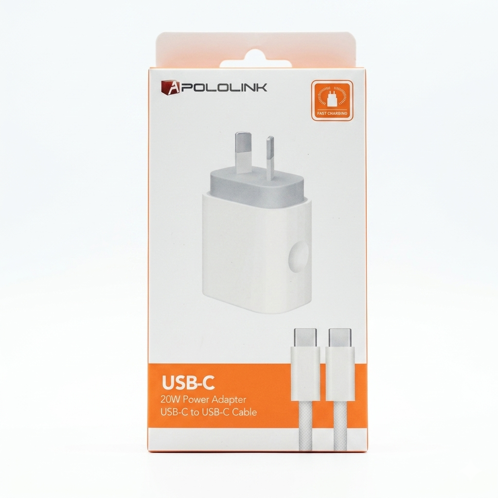 20W Fast Charger with 1M iPhone Charger Cable for iPhone 15/16/17/iPad