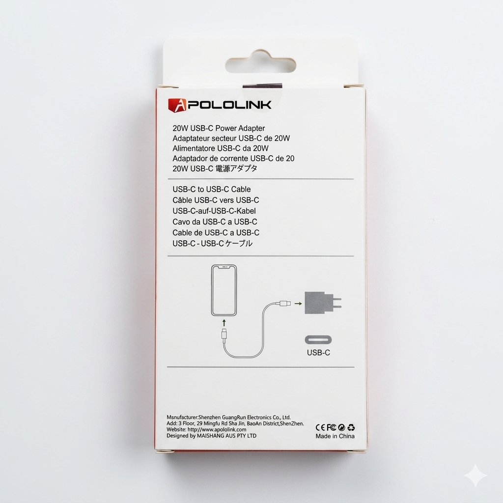 20W Fast Charger with 1M iPhone Charger Cable for iPhone 15/16/17/iPad