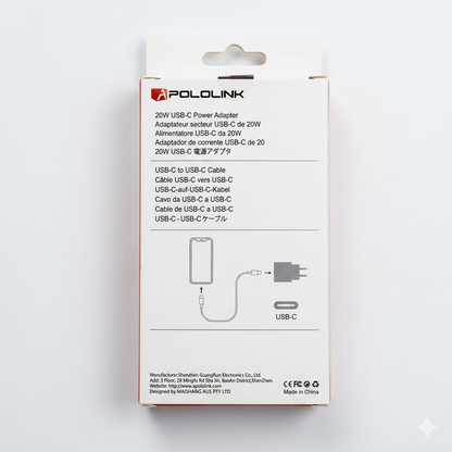 20W Fast Charger with 1M iPhone Charger Cable for iPhone 15/16/17/iPad