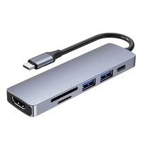 6-In-1 USB-C Multifunction Adapter USB Hub (HDMI + 2 USB Ports + PD + TF+ SD )