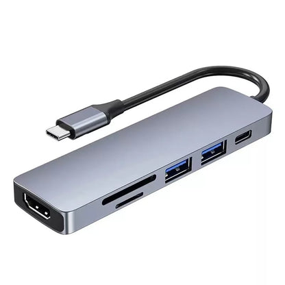6-In-1 USB-C Multifunction Adapter USB Hub (HDMI + 2 USB Ports + PD + TF+ SD )