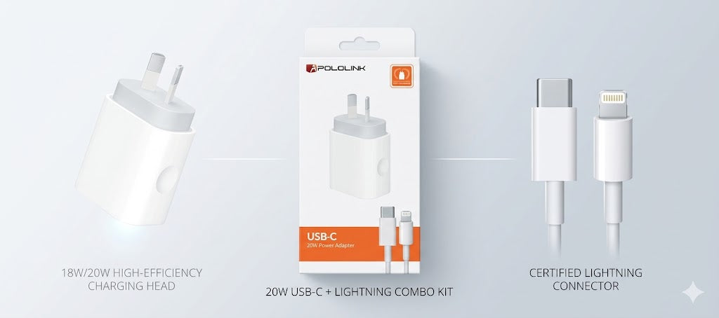 20W Fast Charger with 1M iPhone Charger Cable for iPhone 14/13/12/11/X/9/8, iPad, Airpods