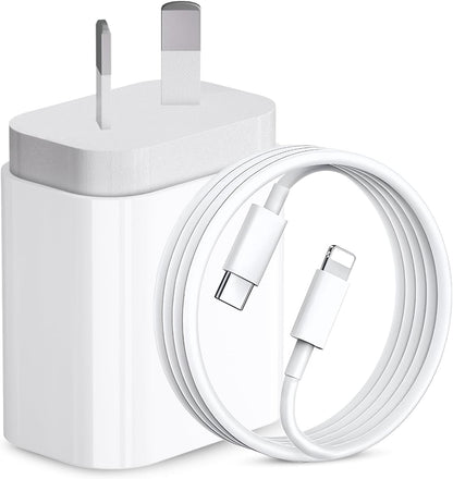 20W Fast Charger with 1M iPhone Charger Cable for iPhone 14/13/12/11/X/9/8, iPad, Airpods