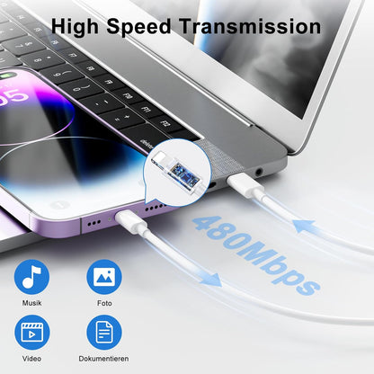 20W Fast Charger with 1M iPhone Charger Cable for iPhone 14/13/12/11/X/9/8, iPad, Airpods