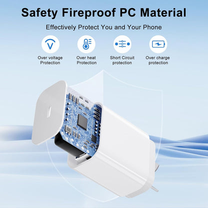 20W Fast Charger with 1M iPhone Charger Cable for iPhone 14/13/12/11/X/9/8, iPad, Airpods