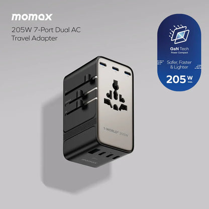 205W 7-Port Dual AC Travel Adapter